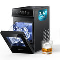 EUHOMY 2.4" Ice Ball Maker Countertop, 2Pcs Ready in 60Mins, 48Pcs/Day, 8H Timer, Self-Cleaning Sphere Ice Maker Machine with Crystal Clear Ice, Round Ice Cube Maker for Whiskey & Bourbon