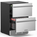EUHOMY Under Counter Double Drawer Fridge, 24 Inch Outdoor Refrigerator