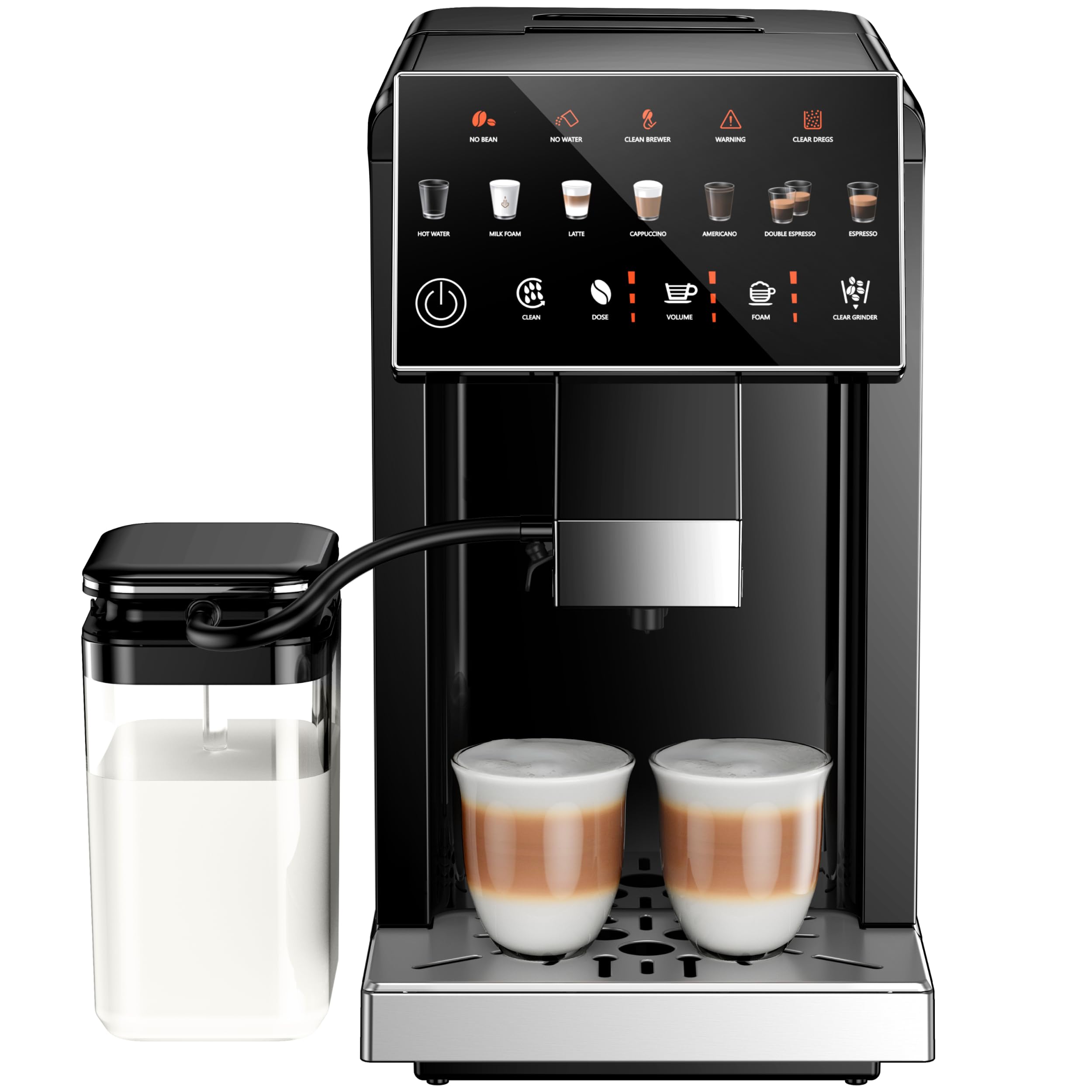 EUHOMY Automatic Espresso Machine with Built-in Grinder and Milk Frother