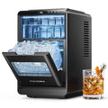 EUHOMY Countertop Crescent Ice Maker, 16Pcs in 12Mins, 35Lbs/24H, Auto Deep Cleaning, Timer, Adjustable Ice Thickness, Portable Ice Cube Maker for Whiskey/Coffee/Soft Drinks