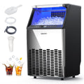 EUHOMY Commercial Ice Maker, 120lbs/24H, 33lbs Bin, Mirror-Polished Steel