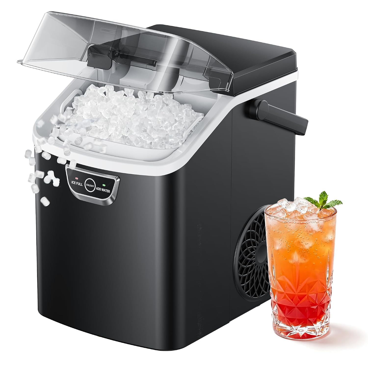 EUHOMY Nugget Ice Maker Countertop with Handle, Max 40lbs Daily Sonic Ice