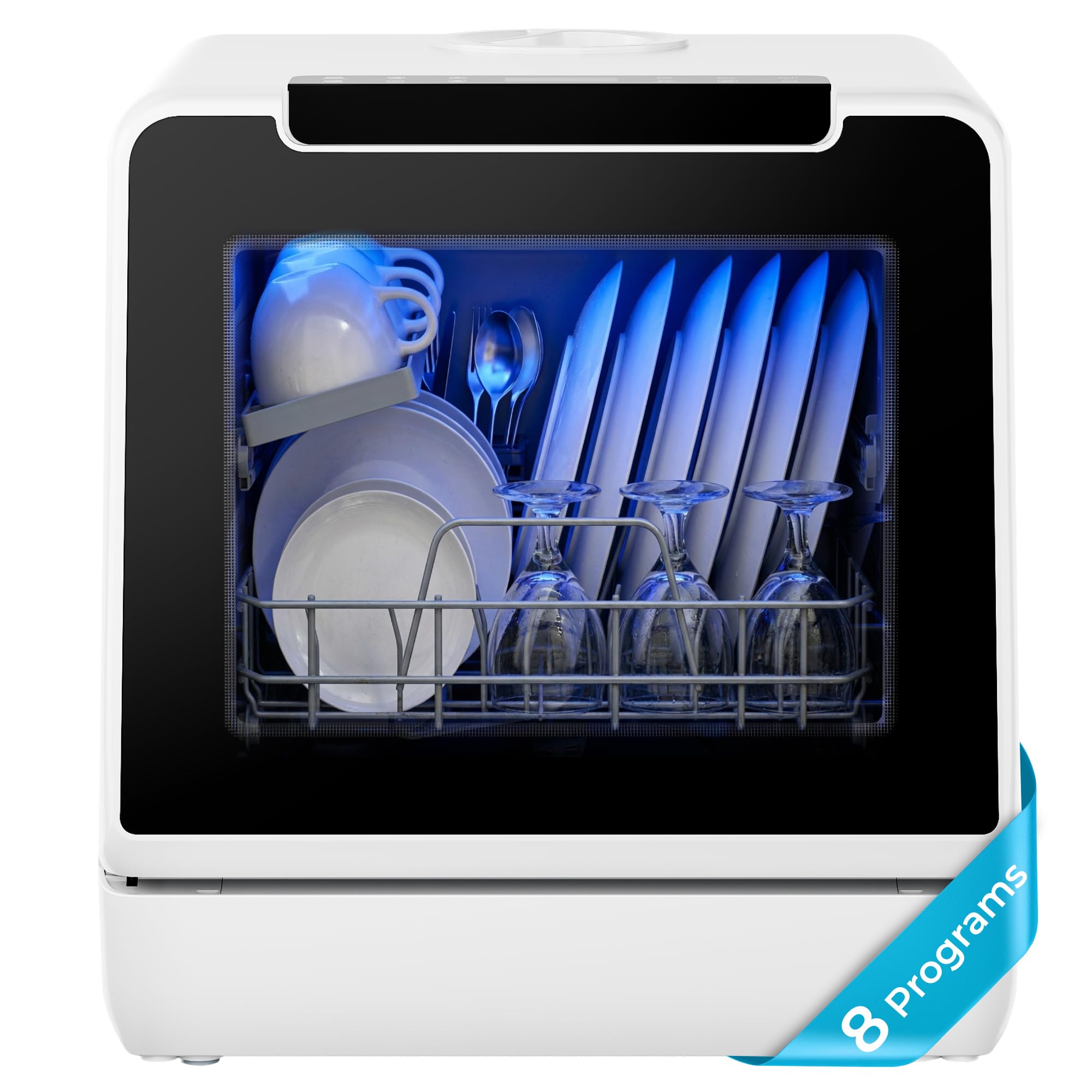 EUHOMY Countertop Dishwasher Portable, 8 Programs with 5L Tank, Black, 40dB