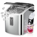 EUHOMY Ice Maker Countertop, 9 Cubes Ready in 6 Mins, 26lbs/24H, Self-Cleaning, Portable Ice Maker Machine with Carry Handle, Basket and Scoop, 2 Sizes of Bullet Ice for Home, Kitchen, Office