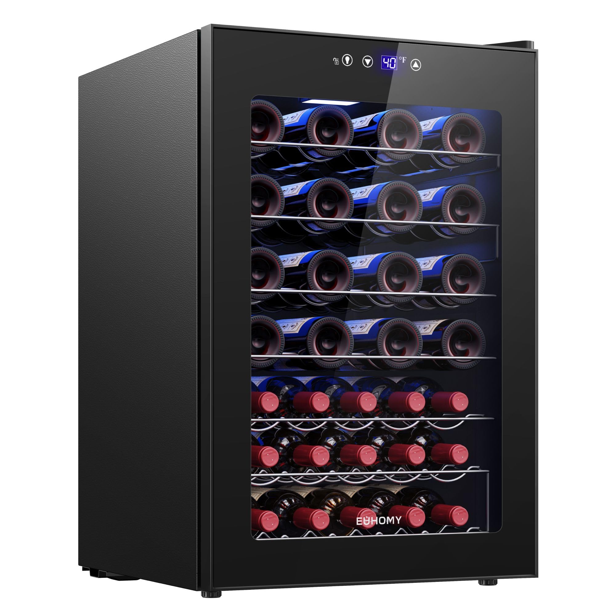 EUHOMY 45 bottle Wine Cooler Refrigerator, Wine Fridge Glass Door, Black