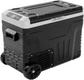 EUHOMY 12 Volt Refrigerator, 47QT(45L) Dual Zone Electric Cooler, Portable Freezer 12V/24V DC 110-240V AC, 12V Fridge -4¨H~68¨H, 12V Cooler with Wheels & Basket for Travel, Truck, Boat, Camping