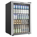 EUHOMY 4.5 Cu.ft Beverage Refrigerator and Cooler, 145 Can Mini fridge with Glass Door, Small Drink Dispenser with Digital Adjustable Thermostat for Home Office Bar(Renewed)