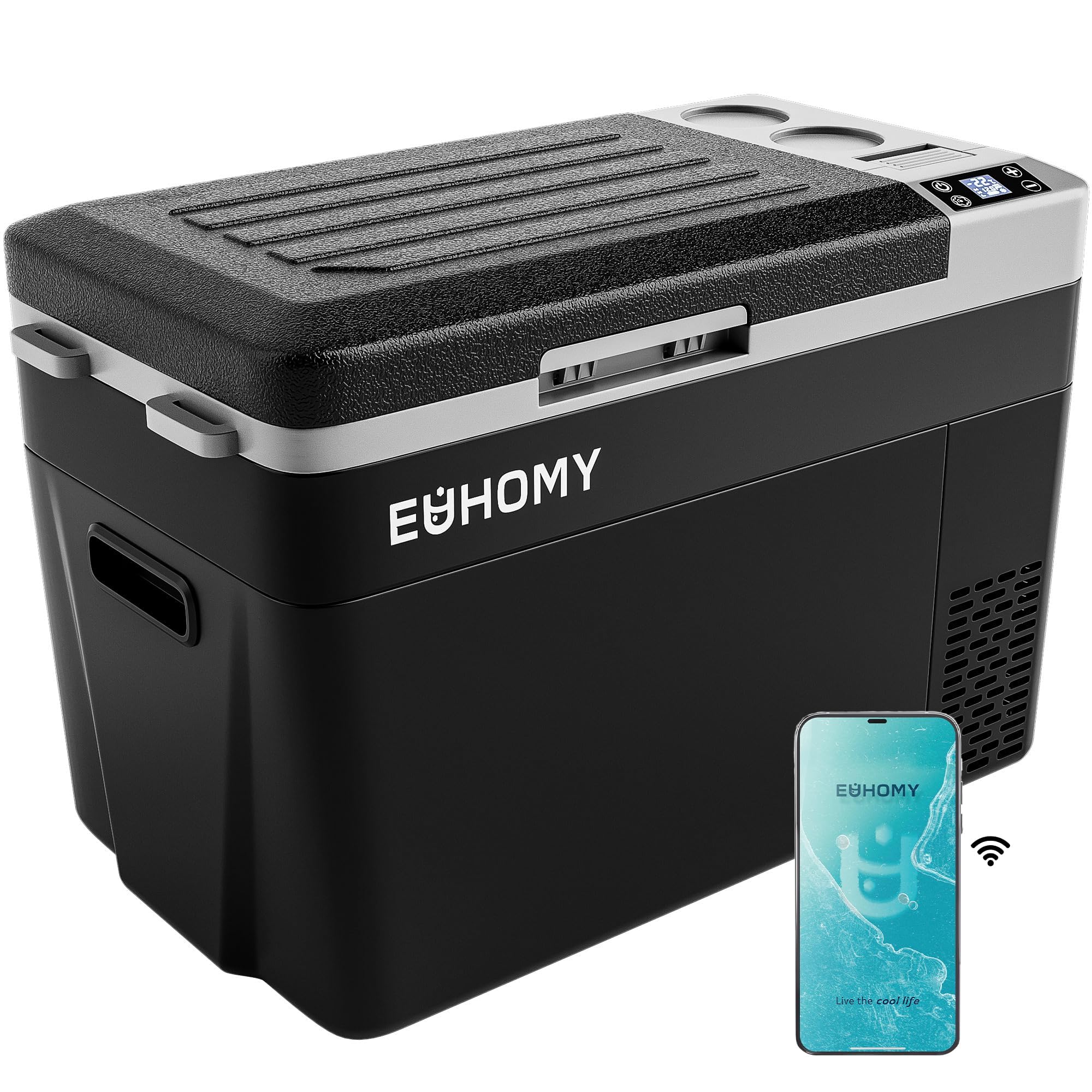 EUHOMY 32QT 12 Volt Refrigerator, Electric Cooler, Usable Battery, -4¨H~68¨H