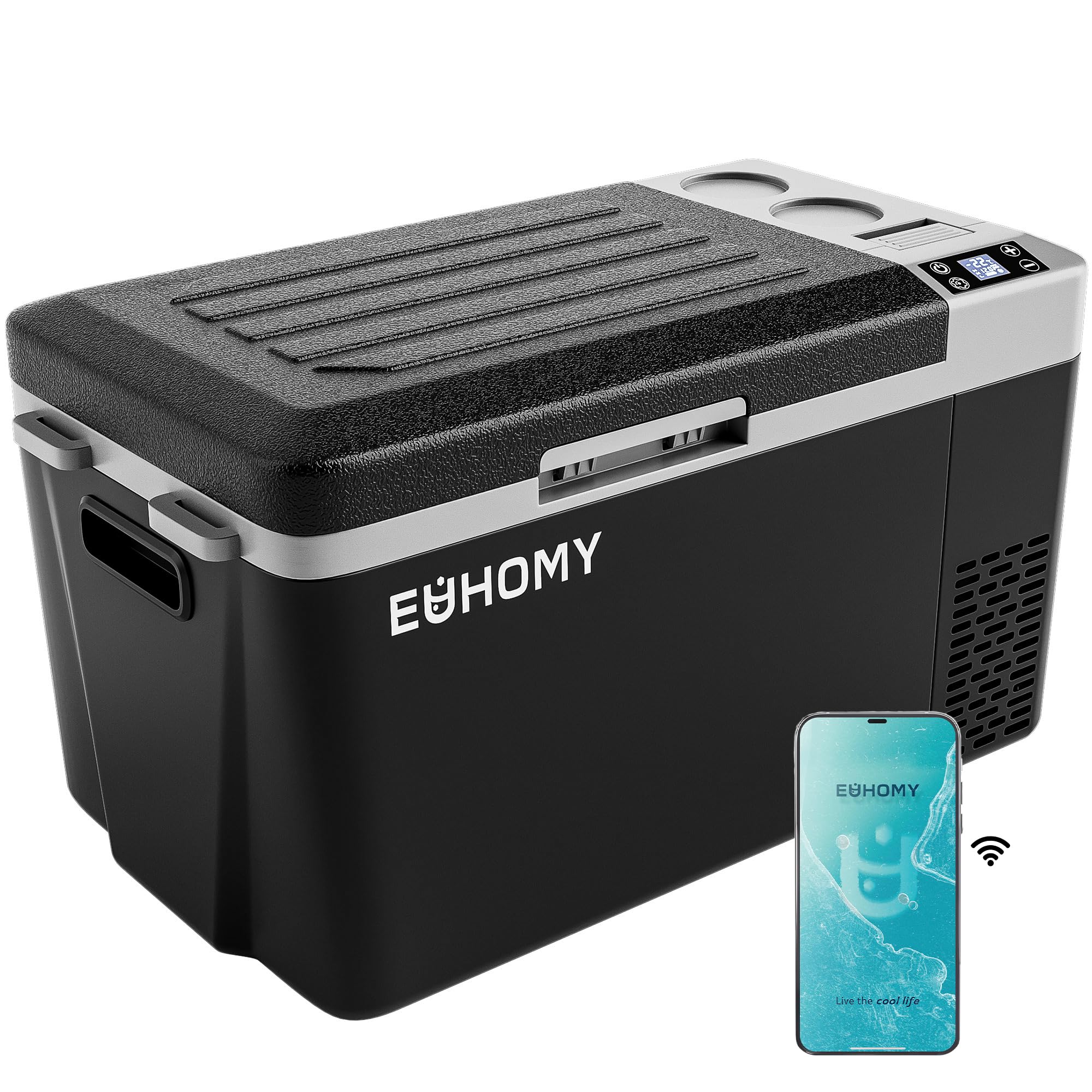 EUHOMY 24QT 12 Volt Refrigerator, Electric Cooler, Usable Battery, -4¨H~68¨H