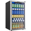 EUHOMY Mini Fridge 130 Can Beverage Refrigerator Cooler Glass Door, Beverage Cooler for Home, Bar, Office with Digital Temp Control Removable Shelves, 3.2 Cu.Ft, Silver(Renewed)