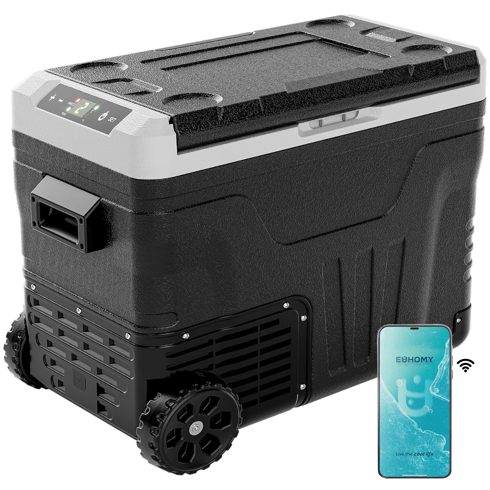 EUHOMY 53QT 12 Volt Refrigerator, -4¨H~ 68¨H Portable Freezer, for Car