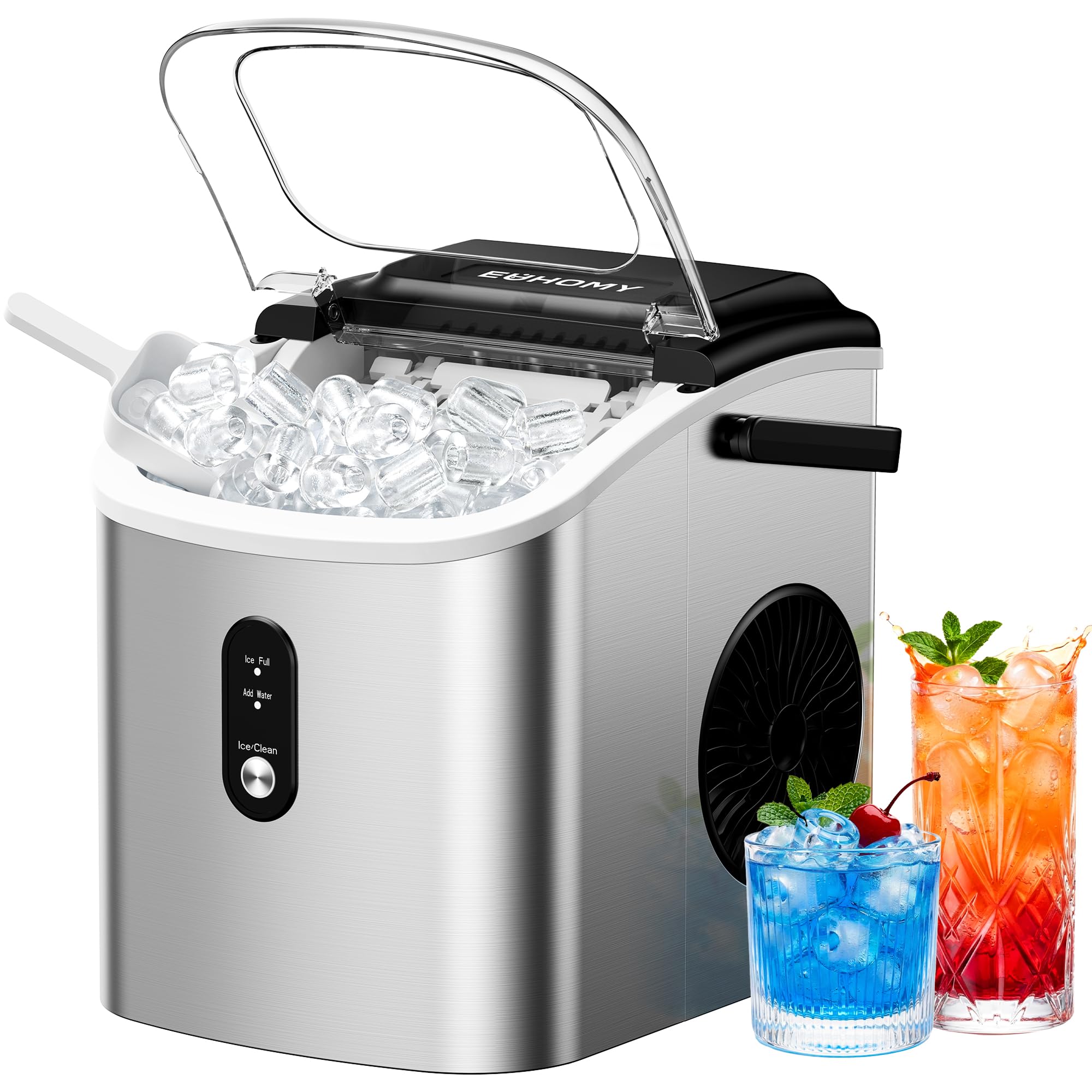 EUHOMY Ice Maker Countertop with Handle, 9 Ice Cubes Ready in 6 Mins